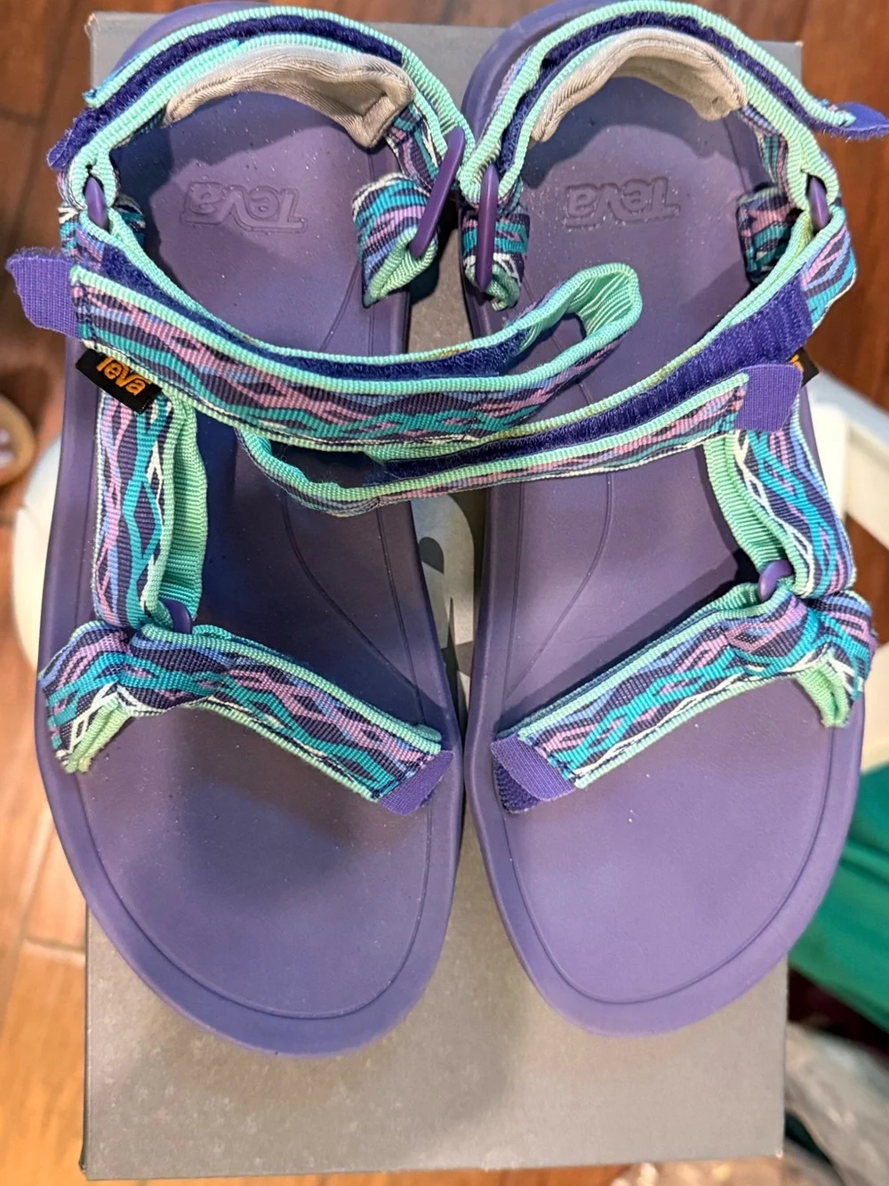 Teva Purple Sport Sandals with Mint & Teal Patterned Straps - Picture 2 of 4